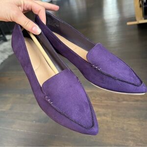 Purple Suede Pointed Loafer Flats